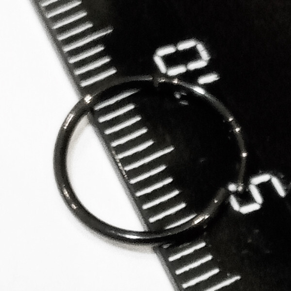 Кольцо-кликер с замком 10 мм толщиной 1 мм для пирсинга. Медицинская сталь, титановое черное покрытие