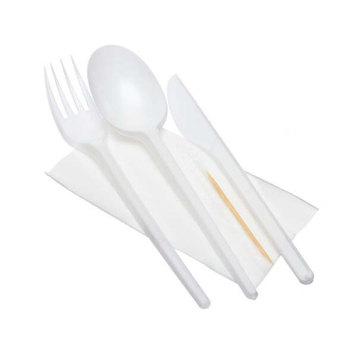Комплект одноразовых приборов "5" (вилка, столовая ложка, нож, зубочистка, салфетка)