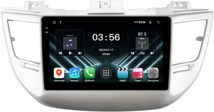 Магнитола для Hyundai Tucson 3 2015-2018 (без штатной КЗВ, рамка серебро) - FarCar DX9-8101S-A монитор 9.5" IPS на Android 13, 4+64Гб, CarPlay