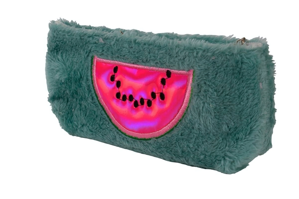 Пенал "Арбуз" 19*3*8,5см, мех, аппликация, 3 цвета микс