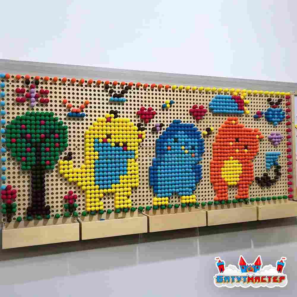 Детская интерактивная стена «Цветные истории», с мозаикой для составления рисунков