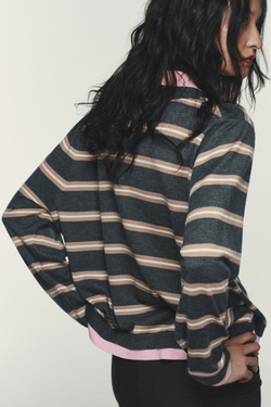 ZARA КОМБИНИРОВАННОЕ ТРИКОТАЖНОЕ ПОЛО В ПОЛОСКУ, РАЗНОЦВЕТНЫЙ