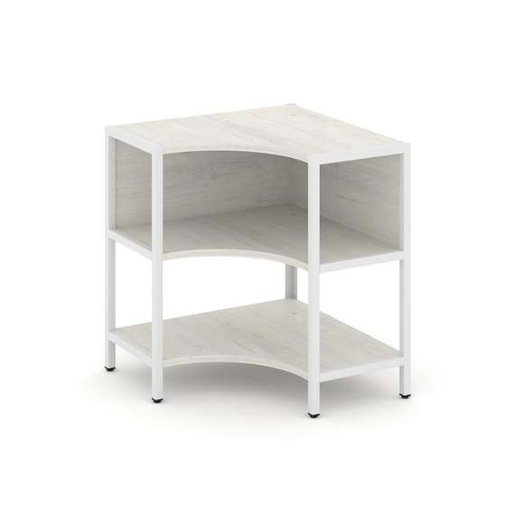 Shelf System Односекционный угловой стеллаж двухярусный SN.STMU-211 Дуб Наварра/Металл Белый 810*810