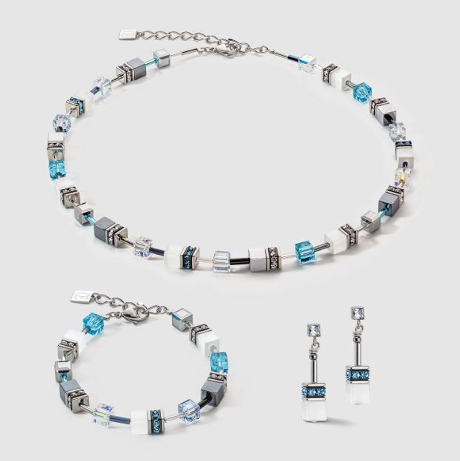 Серьги-пусеты Coeur de Lion Aqua Monochrome 4012/21-2000 цвет белый, голубой, серебряный