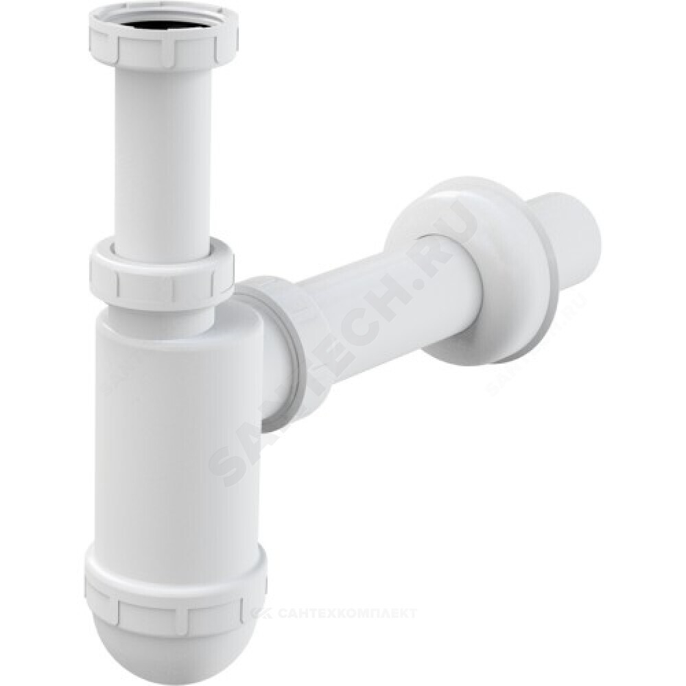 Сифон для умывальника бутылочный 1 1/4"x40 с прямой трубкой 40 без выпуска Alca Plast A43