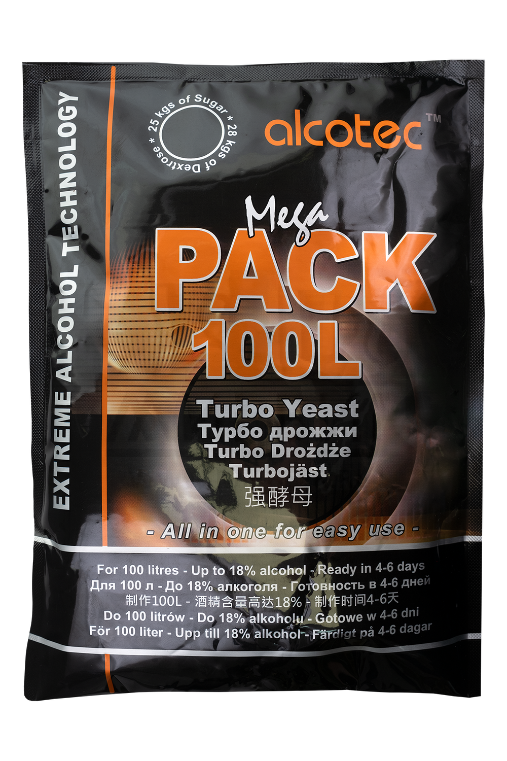 Спиртовые дрожжи Alcotec "MegaPack 100L", 360 г