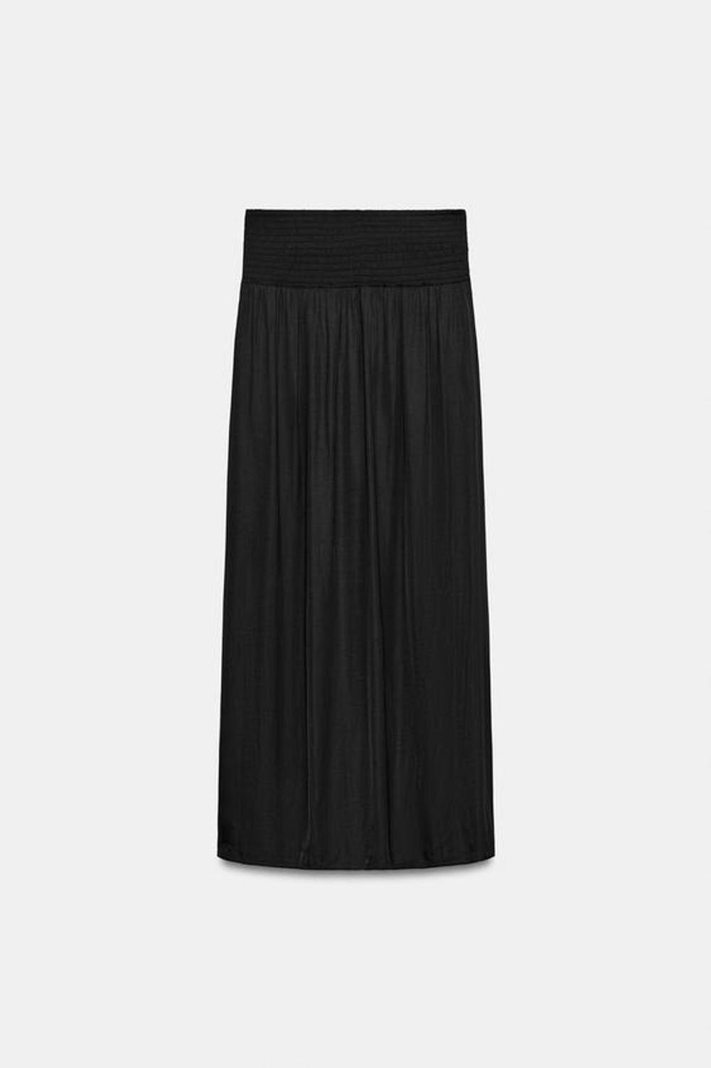 ZARA ДЛИННАЯ АТЛАСНАЯ ЮБКА С РАЗРЕЗОМ, ЧЕРНЫЙ