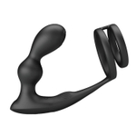 Вибростимулятор простаты с эрекционным кольцом черный 13,5 см