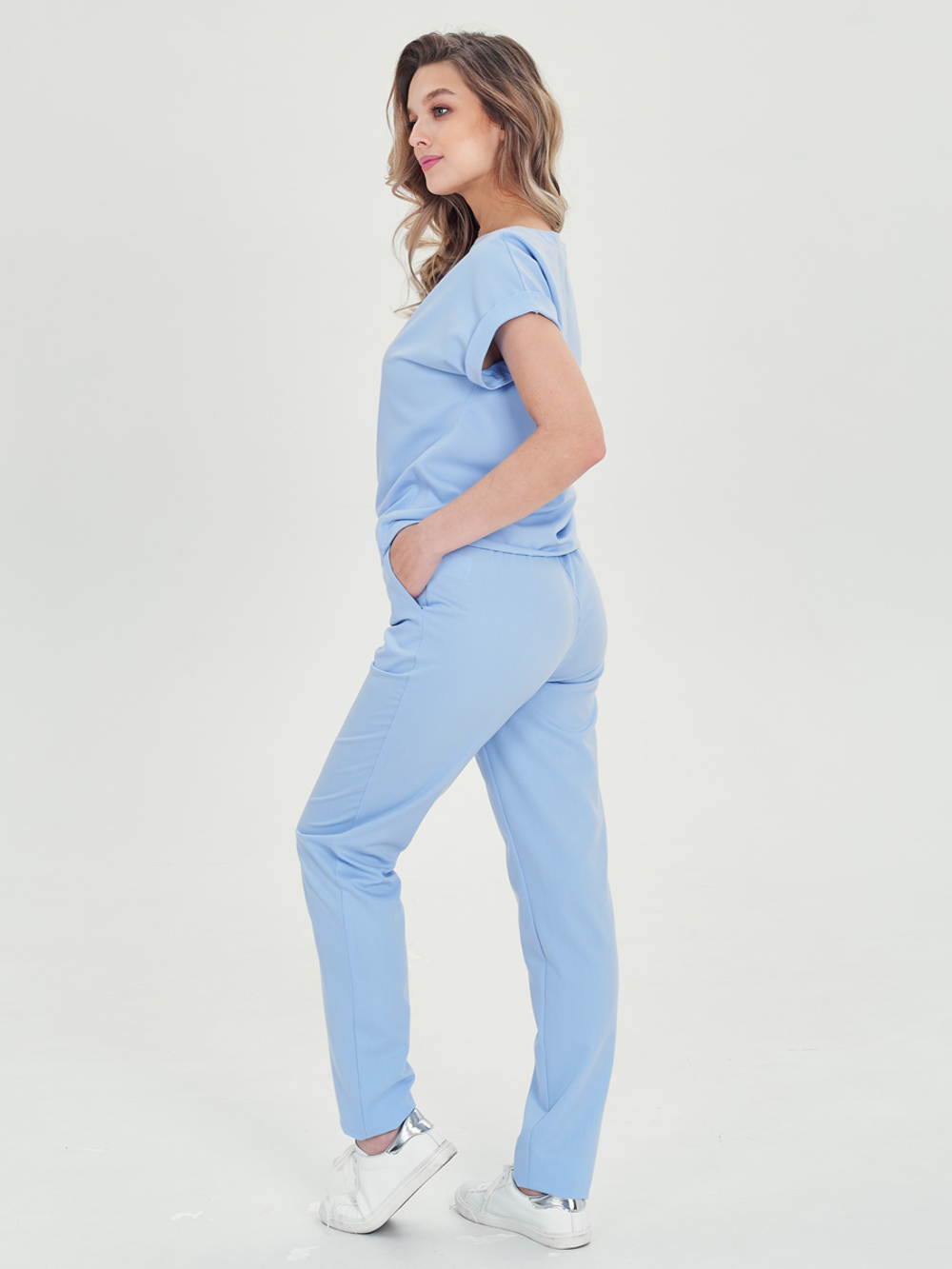 MediS.moda женские брюки медицинские Б-125 голубого цвета