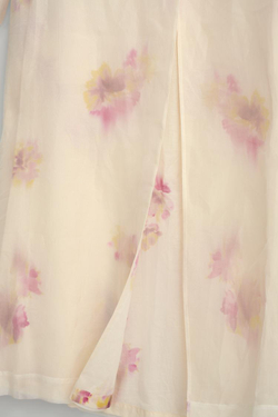 ZARA ШЕЛКОВОЕ ПАЛЬТО С ПРИНТОМ, ЖЕЛТОВАТО-БЕЛЫЙ