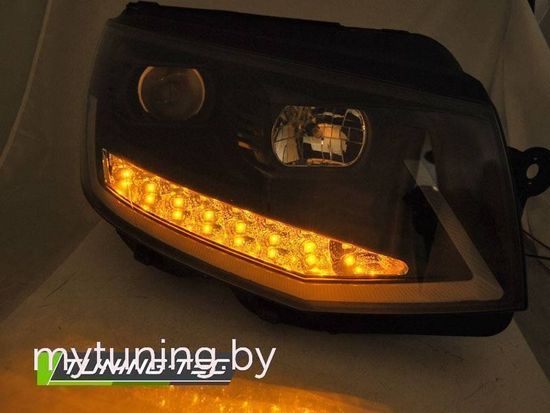 Фары передние DRL BLACK CHROME SEQ для VW T6 15-19