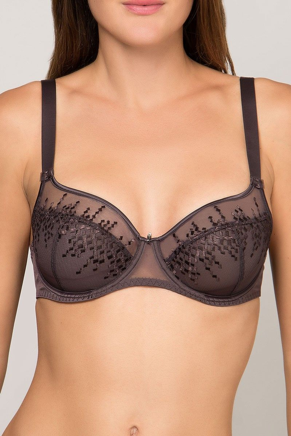 Бюстгальтер-балконет Jane с вышивкой (Размер: 75F) (Цвет: фиолетовый)