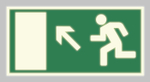 Знак Е-06 "Направление к эвакуационному выходу налево вверх"