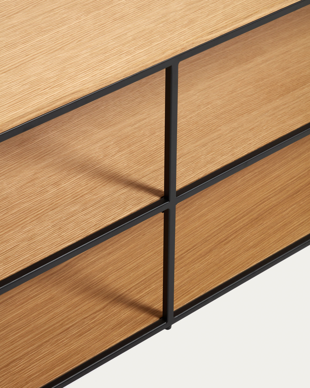 Yoana Тумба под TV из дубового шпона и черного металла 160 x 40 см