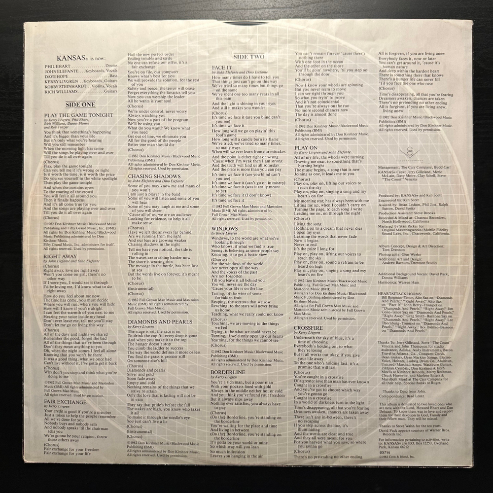 Kansas - Vinyl Confessions (Голландия 1982г.)