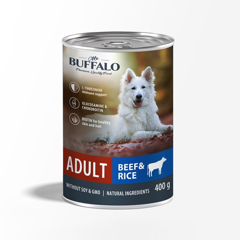 Mr.Buffalo 400 г - консервы для собак с говядиной и рисом (Adult)