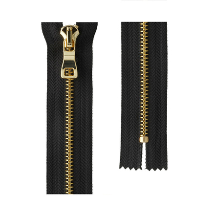 Молния Металл декор. "Gamma"  Premium,18см, под золото, цв.черный