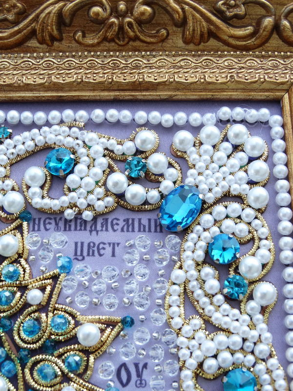 ЖС-11-ЗГ Набор для вышивания хрустальными камнями Богородица Неувядаемый цвет (голубой)