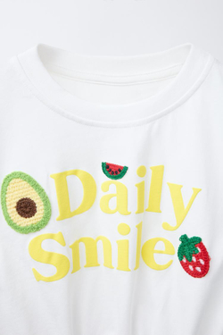 ZARA ФУТБОЛКА С ПРИНТОМ И ДЕТАЛЯМИ ИЗ КРУЖЕВА КРОШЕ, БЕЛЫЙ