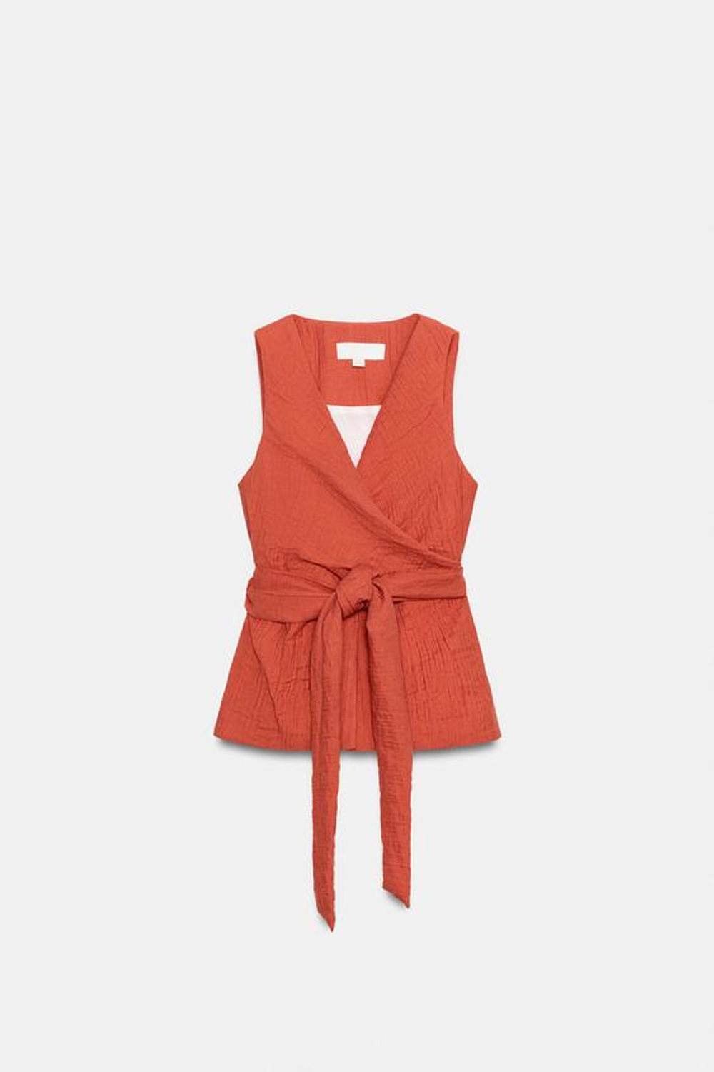 ZARA ТОП-ЖИЛЕТ С ЗАВЯЗКАМИ, ЦВЕТ ЖЖЕНОГО АПЕЛЬСИНА