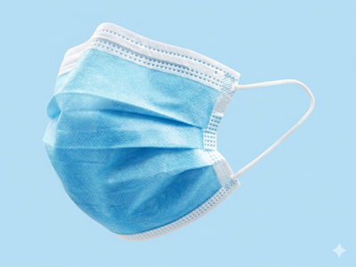 Маски медицинские на резинках	blue-3ply medical-level 1
