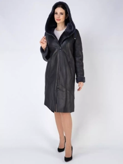 Дубленка зима натуральная удлиненная с капюшоном