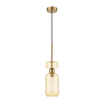 Подвесной светильник 1x60Вт E14, металл/стекло, античная медь/янтарный