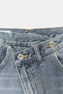 ZARA ДЖИНСЫ TRF WIDE LEG С ПЕРЕКРЕСТНОЙ ТАЛИЕЙ И ВЫСОКОЙ ПОСАДКОЙ, ВЫЦВЕТШИЙ СИНИЙ