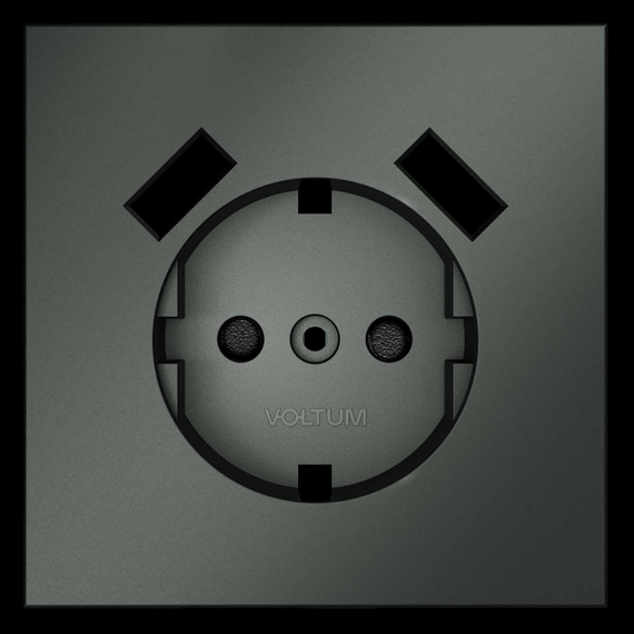 Накладка для розетки с заземлением и защитными шторками с USB A+A S70 (титан) Voltum VLS000906