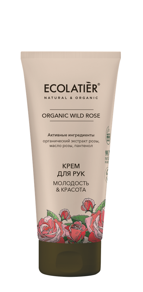 Ecolatier Organic Wild Rose крем для рук Молодость и Красота, 100мл