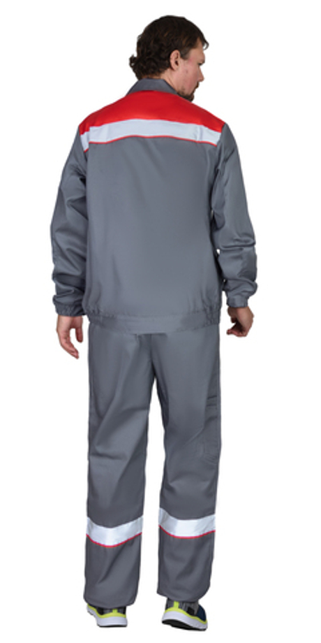 Костюм СИРИУС-МАСТЕР куртка короткая, полукомбинезон, серый с красным