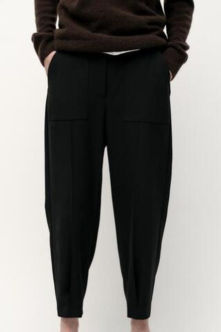 ZARA БРЮКИ CARROT FIT С ЗАЩИПАМИ СНИЗУ, ЧЕРНЫЙ