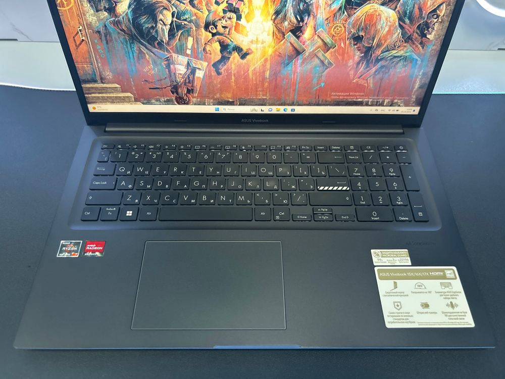 Ноутбук ASUS VivoBook 17X M3704YA-AU052 (90NB1192-M00200) 17.3"/AMD Ryzen 7 7730U/RAM 16 GB/SSD 512 GB/AMD Radeon/1920х1080/IPS/DOS/Подсветка кл-ры: LED/черный