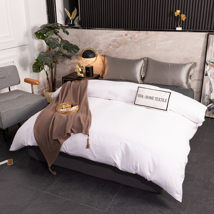 Пододеяльник Страйп Сатин Однотонный Отель белый 100% Хлопок 180x215 1x1