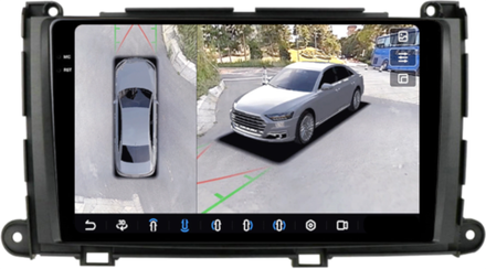 Магнитола для Toyota Sienna 3 2010-2014 - FarCar BX3006M-360 монитор 9.5" 2K QLED на Android 13, 6Гб+128Гб, CarPlay, 4G SIM-слот, 4 камеры в комплекте