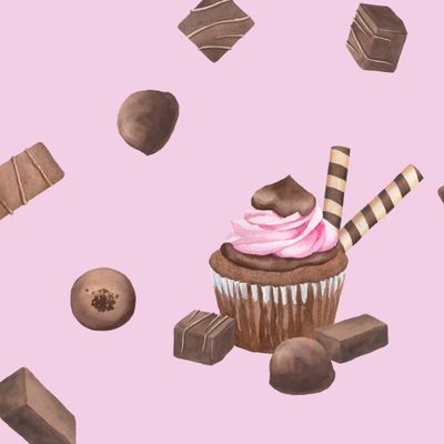 Шоколадные конфеты на розовом фоне 1