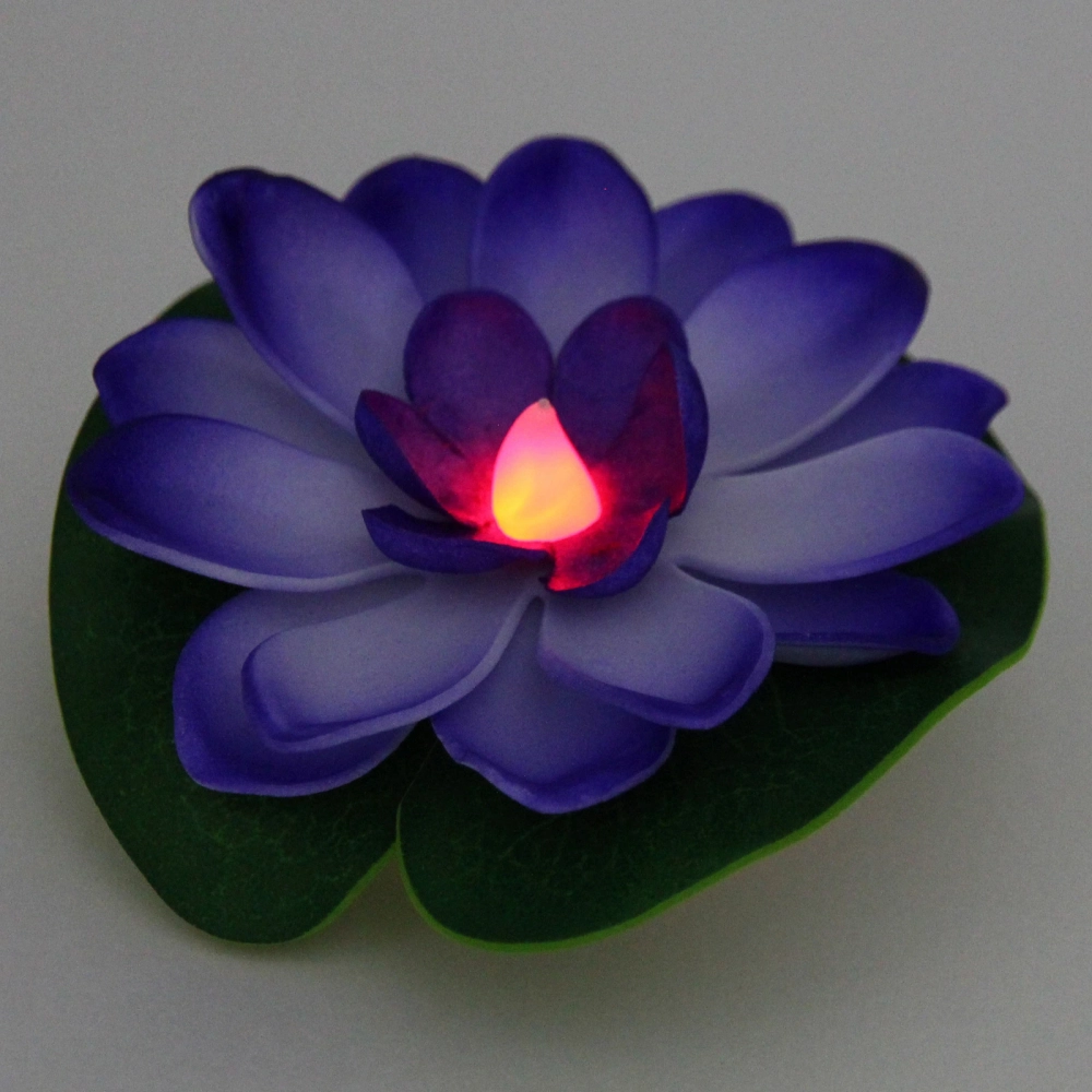 Растение водоплавающее «Кувшинка» d-10 см от контакта с водой, фиолетовый с подсветкой (RGB)