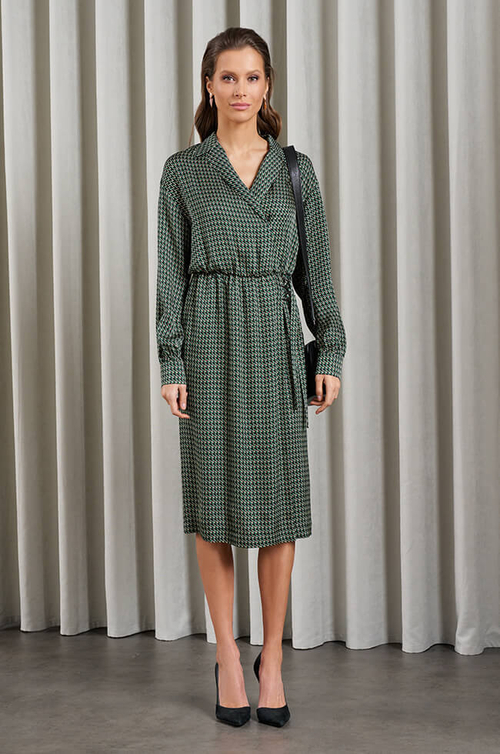 51499 Платье женское (темно-зеленый принт)