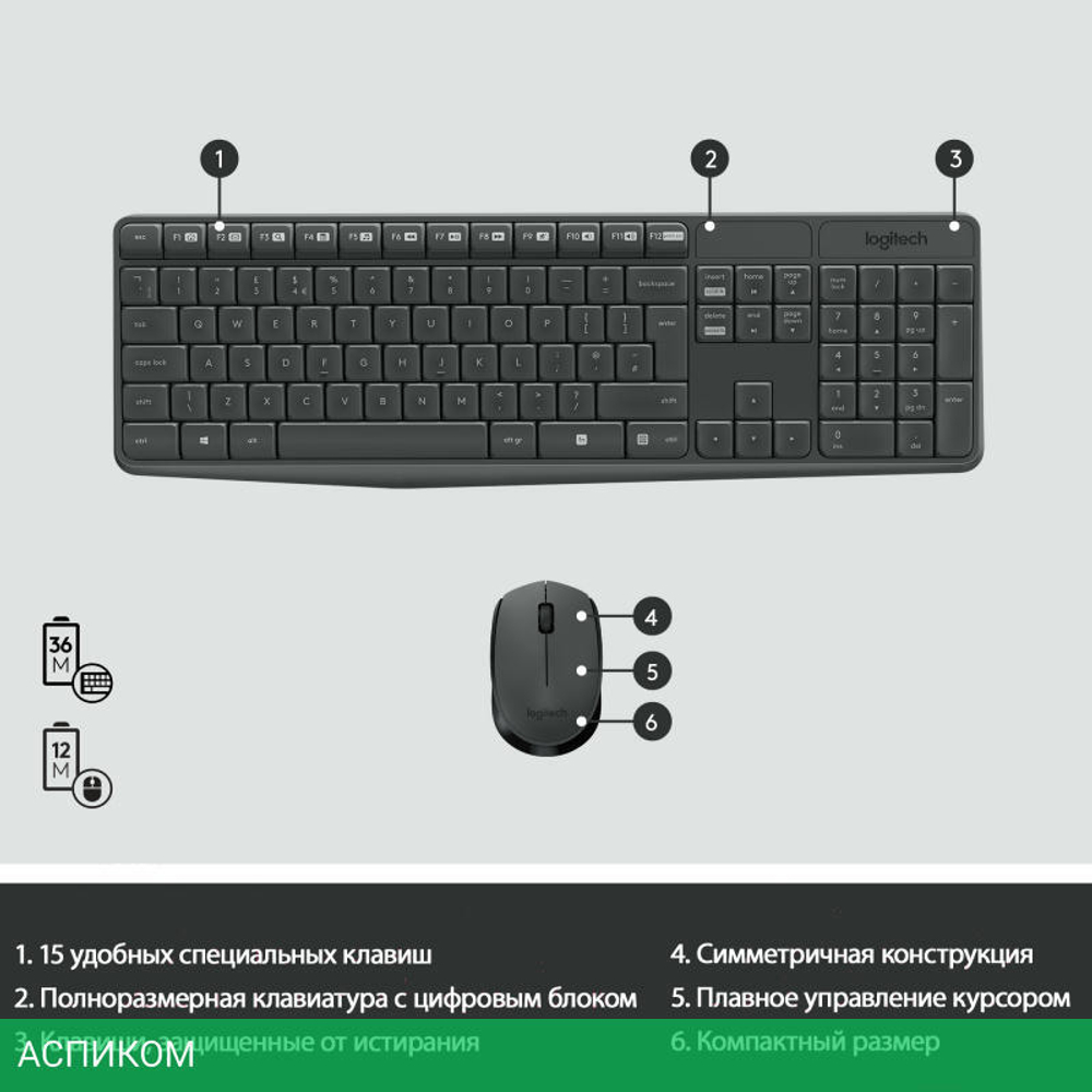 Набор периферии Logitech Cordless MK235 (920-007949)