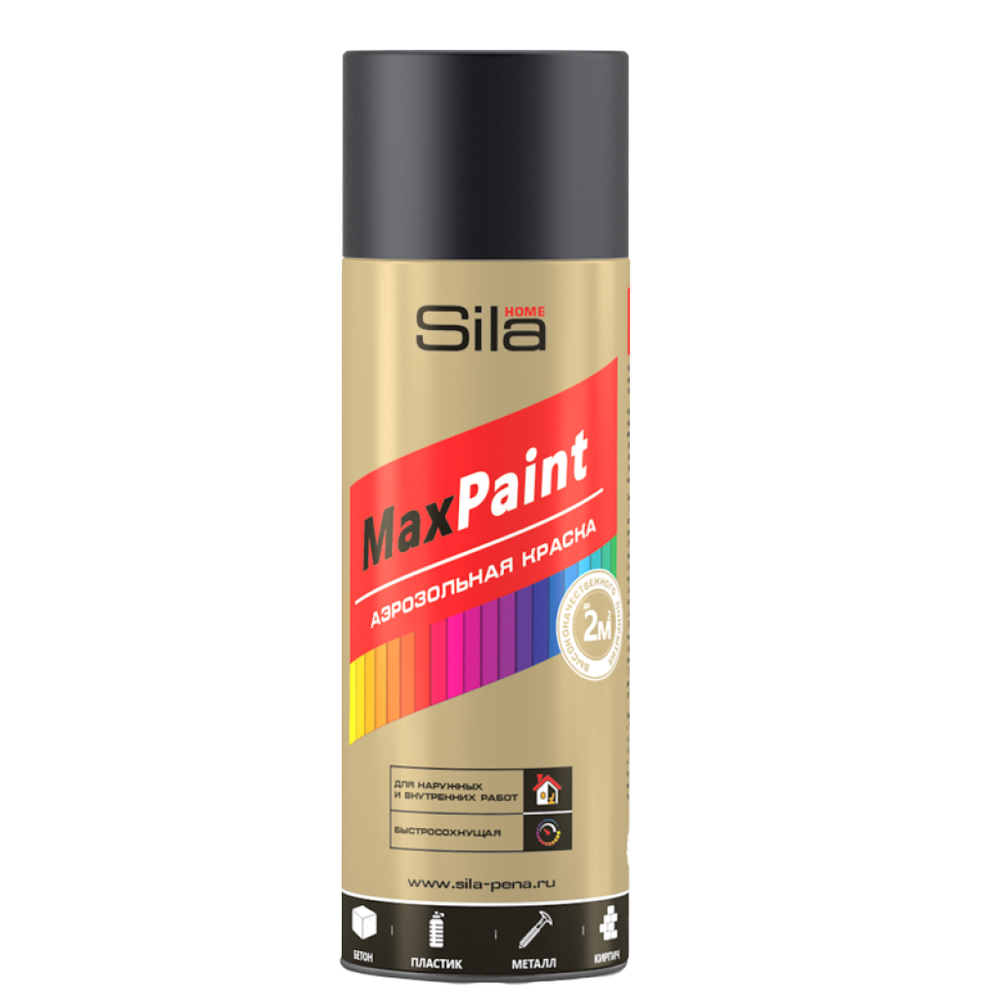 Краска-спрей SILA Home Max Paint черный матовый, 520мл