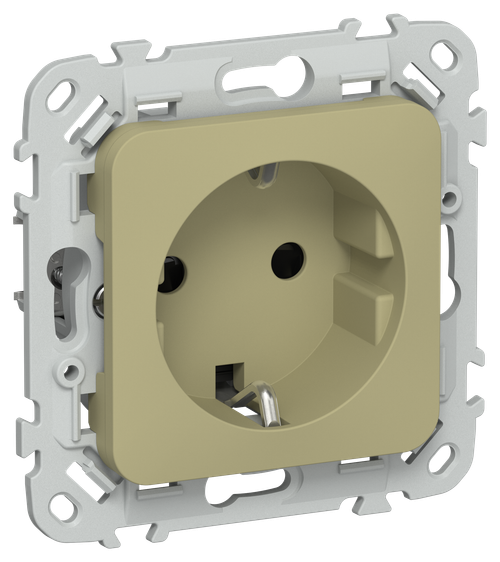 FLITE Розетка с заземлением с защитными шторками 16А РСш11-0-ФлО оливковый IEK