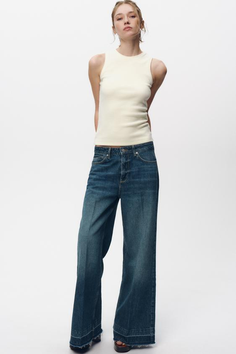 ZARA ДЖИНСЫ Z1975 WIDE LEG С ВЫСОКОЙ ПОСАДКОЙ, ВЫЦВЕТШИЙ СИНИЙ