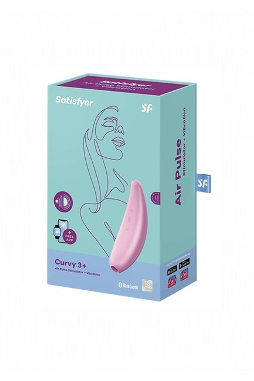 Вакуумно-волновой вибростимулятор Satisfyer Curvy 3+ (синхронизируется со смартфоном) (Цвет: розовый)