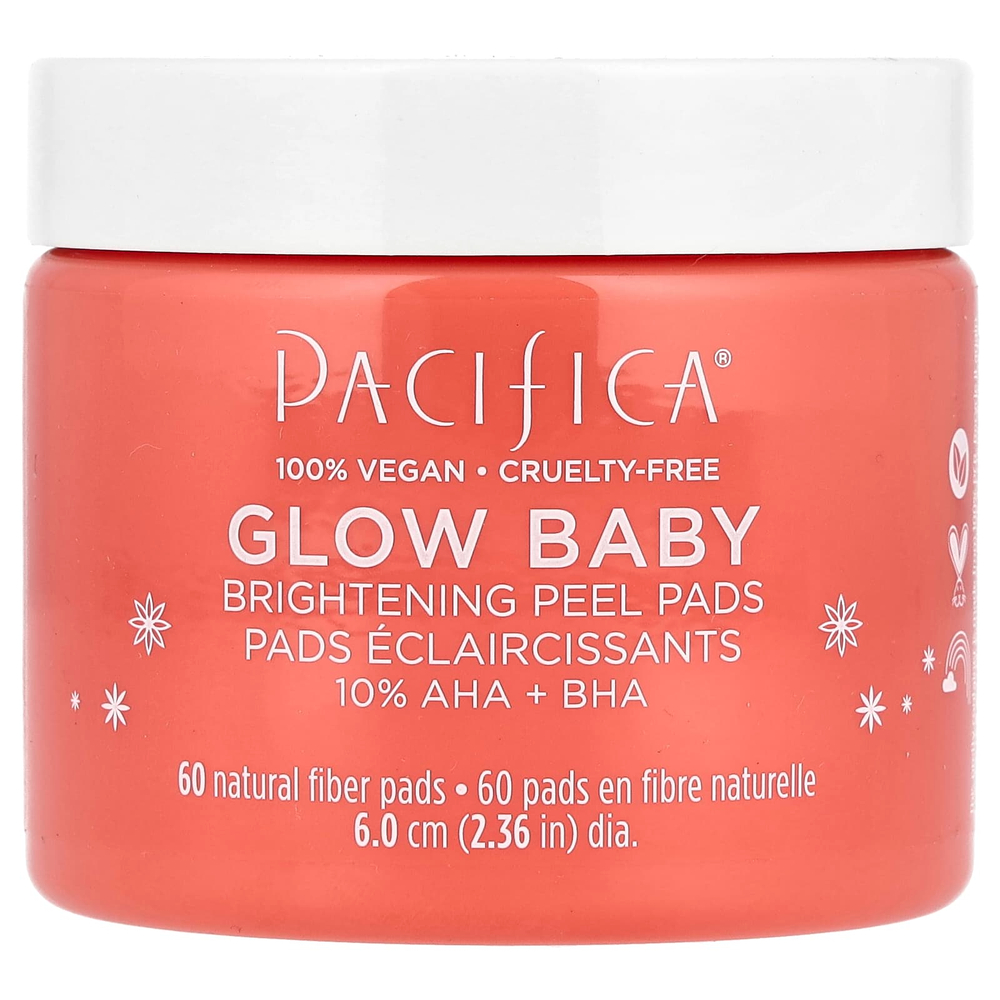 Pacifica, Glow Baby, осветляющие пилинги, 60 шт.