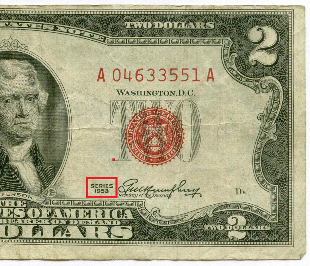Банкнота США 2 доллара 1953 A 04633551 A. G