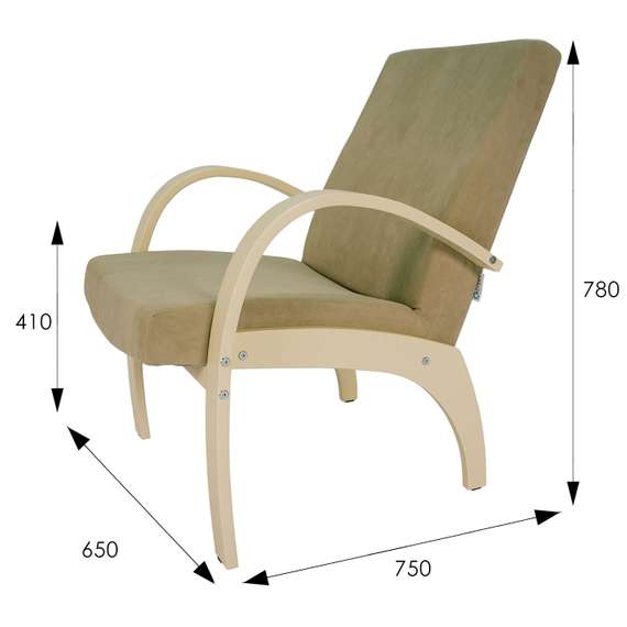 Кресло для отдыха Денди шпон, Ткань ультра санд, каркас дуб шампань шпон