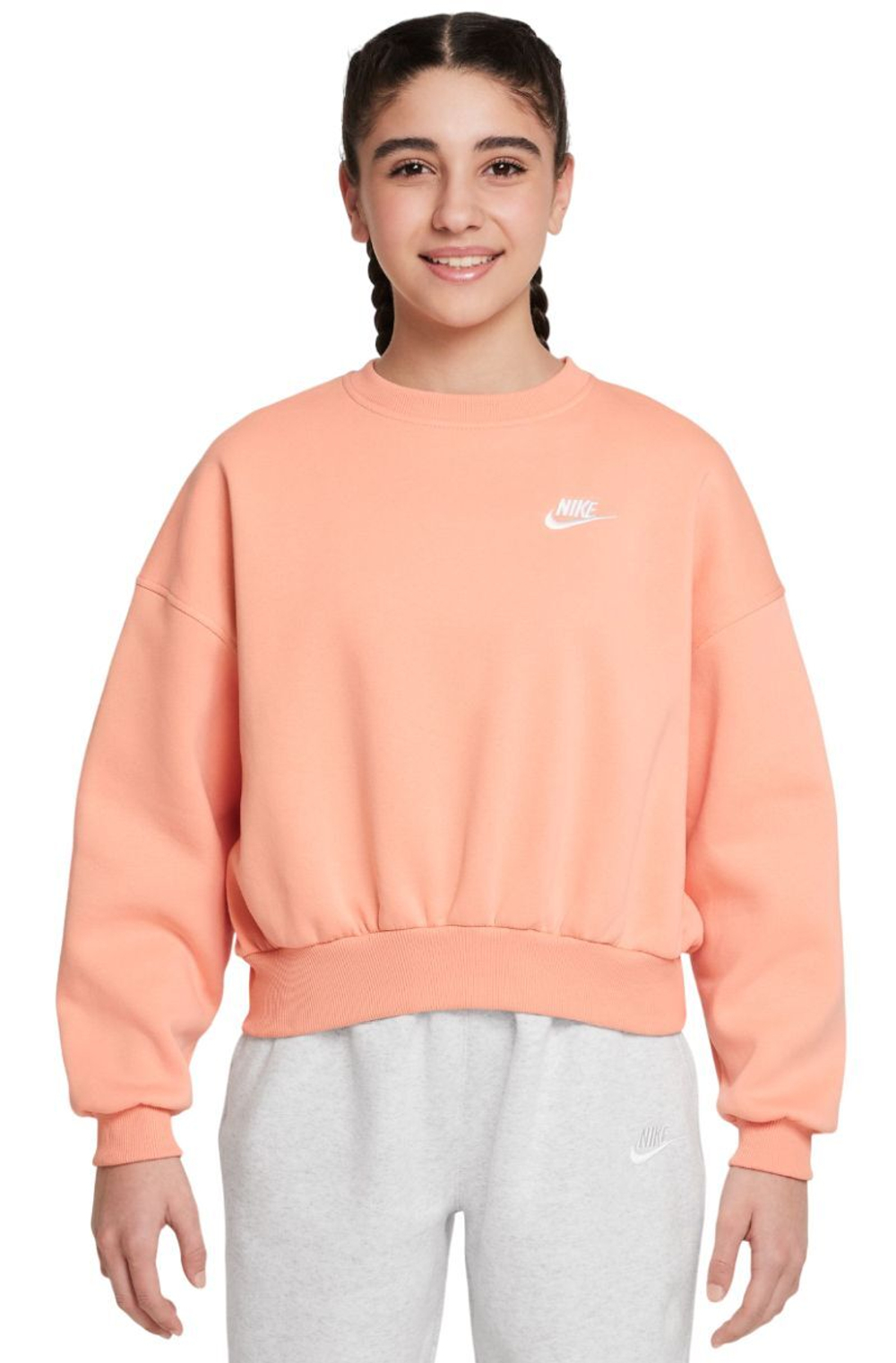 Детская теннисная куртка Nike Girls Sportswear Club Fleece - apricot agate/white