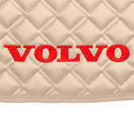 Ковры VOLVO FM до 2008 года (экокожа, бежевый, бежевый кант, красная вышивка)