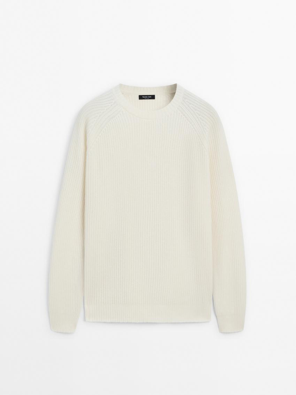 Massimo Dutti Свитер из смесовой шерсти, натуральный, кремовый