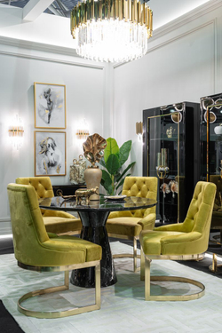 Стул велюровый Garda Decor оливковый - матовое золото 76AR-6210GOLD-OLV